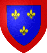 D'azur aux trois fleurs de lys d'or à la bordure de gueules